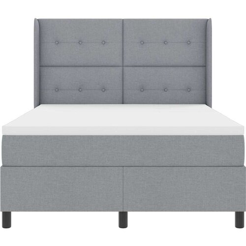  LED Box Spring Krevet Svijetlo siva 140 x 190 cm tkanina Slike