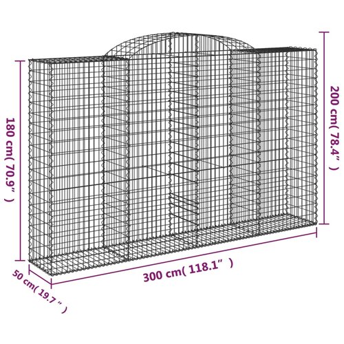  Lučne gabionske ko&amp;scaron;are 17kom 300x50x180/200cm pocinčano željezo Slike