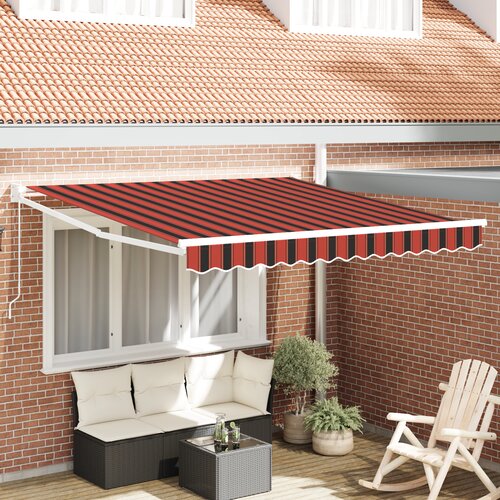 VidaXL Ročna retraktibilna tenda oranžna in rjava 350x250 cm Slike
