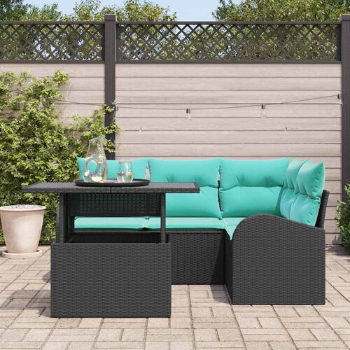  Sjedeća garnitura za vrt 5 kom. 4-Broj sjedala Crna Poli ratan 177,5 x 122,5 x 85 cm Slike