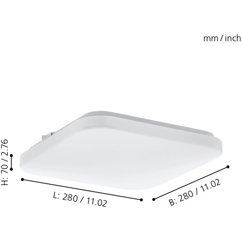 Eglo LED stropna in stenska svetilka Frania (11,5 W, 28 x 28 x 7 cm, 1.120 lm, topla bela svetloba) Cene