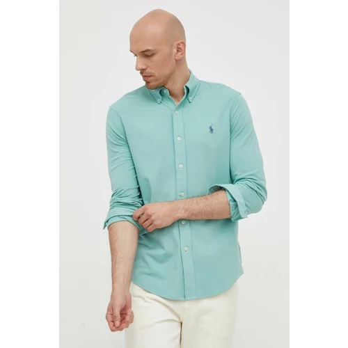 Polo Ralph Lauren Pamučna košulja za muškarce, boja: zelena, regular, o button-down ovratnikom