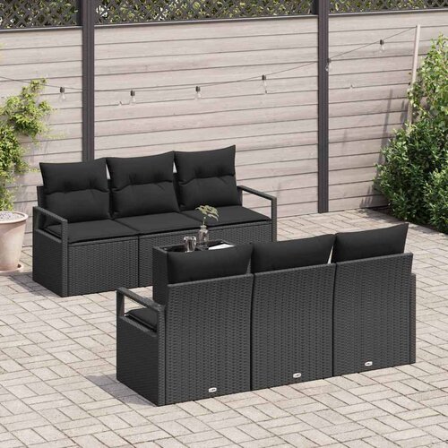  Set sofe 7 kom. 6-Broj sjedala Crna poliratan 175 x 62 x 85 cm Slike