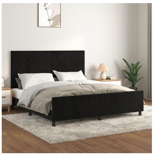 VidaXL Posteljni okvir z vzglavjem crn 180x200 cm zamet Slike