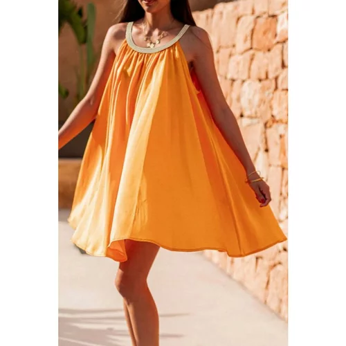 Fenzy Ohlapna Mini Obleka, Oranžna