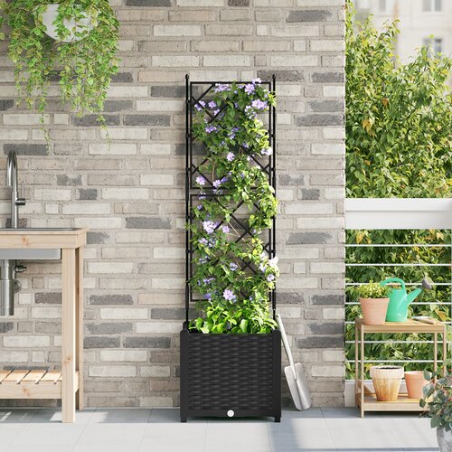 VidaXL Ba&amp;scaron;tenske sadilice Crna Plastika 40 x 40 x 143 cm Slike