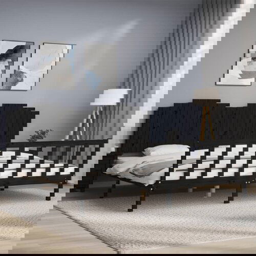 vidaXL Okvir za krevet s uzglavljem crni 200 x 200 cm od masivnog drva Cene