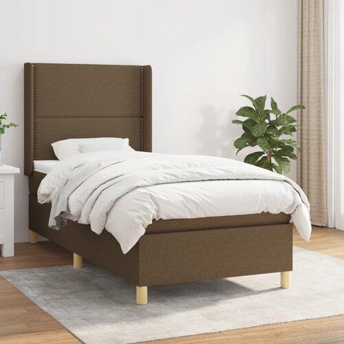 The Living Store Box spring postelja z vzmetnico temno rjav 90x190 cm blago - Box Spring Postelja, (21517090) Cene