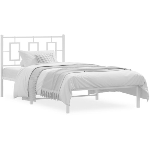 Maison Chic Kovinski Posteljni okvir - Enojna postelja - Postelja za odrasle z vzglavjem bel 100x200 cm, (21694899) Slike