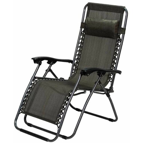 Green Bay podesiva baštenska metalna stolica sa jastukom messina - crno - siva Slike