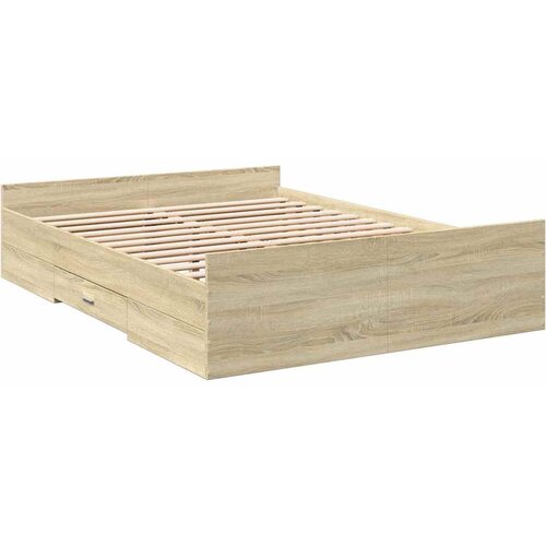  Okvir za krevet s ladicama boja hrasta 120x200 cm drveni Smeđa 120 x 200 cm Slike