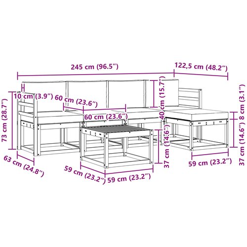  Set vanjskih sofa 6 kom. Bijela i svjetlosiva Poliester Slike