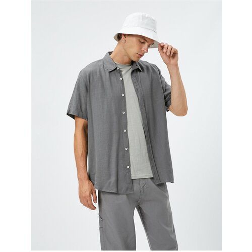 Koton Summer Shirt Short Sleeve Turndown Collar Buttoned Cotton Slike