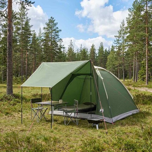 Kamping šator s krovom Zelena 4 osobe Poliester i čelik Cene