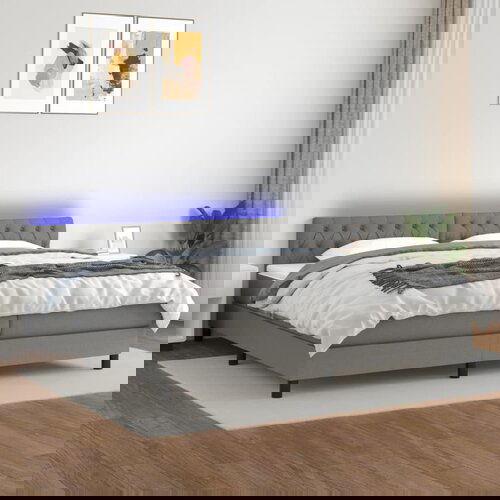 The Living Store Box spring postelja z vzmetnico LED temno siva 200x200 cm blago - Box Spring Postelja, (21520797) Slike