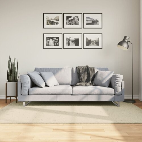 VidaXL Preproga s kratkimi vlakni mehka pralna krem 140x200 cm Slike