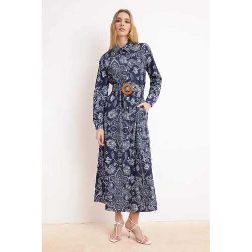 Trendyol Modest Ženska haljina Tctss26Eb00017, Tamnoplava Cene