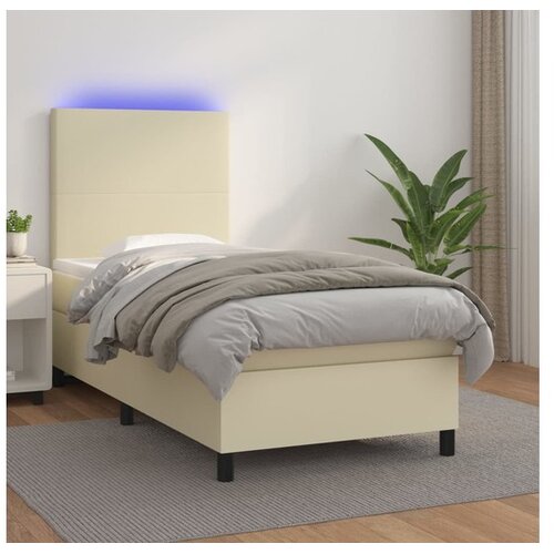  box spring s madracem LED krem 80x200 cm od umjetne kože - Krema 80 x 200 cm Gladak dizajn Cene