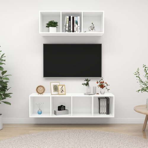 VidaXL Komplet TV omaric 2-delni bela iverna plo&amp;scaron;ča Slike