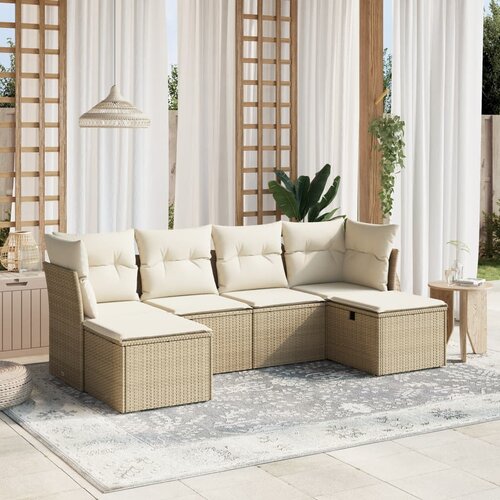 vidaXL 6-dijelni set vrtnih sofa s jastucima bež od poliratana Cijene