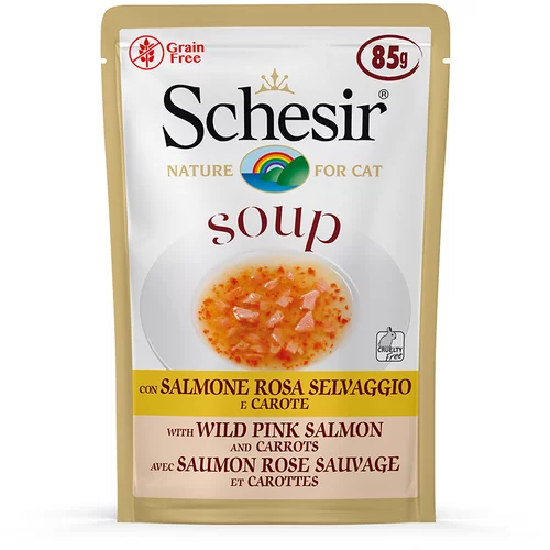 Schesir juha za mačke 24 x 85 g - Divlji ružičasti losos i mrkva