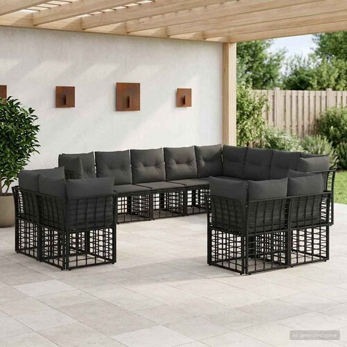  Set vanjskih sofa Crna i tamno siva Poliester Slike