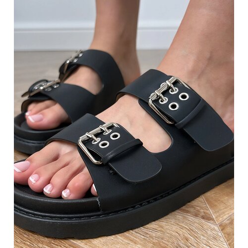 Gemre Black flip-flops with buckles on straps Klinet Slike