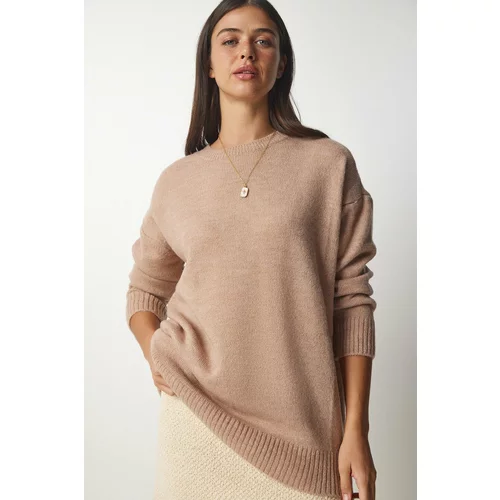 Happiness İstanbul Women's Open Biscuit Oversized Knitwear Sweater