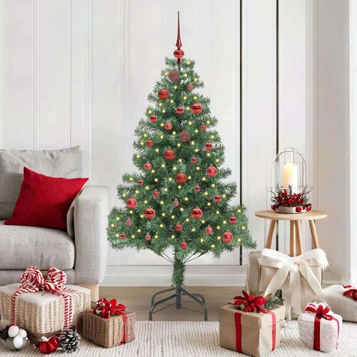 vidaXL Božično drevo med 150 LED z stojalom Zelena 150 cm PVC Cene