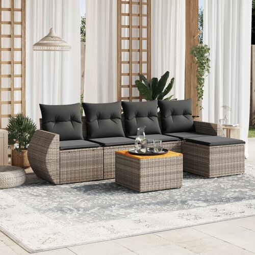  6-dijelni set vrtnih sofa od poliratana s jastucima sivi Cijene