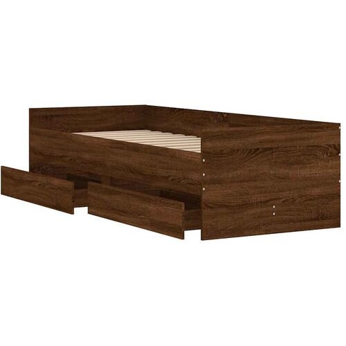  Okvir kreveta s ladicama boja smeđeg hrasta 90 x 190 cm Slike