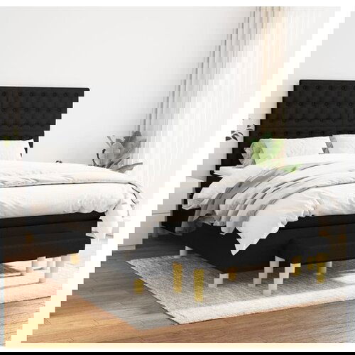 VidaXL Krevet s oprugama i madracem crni 140 x 190 cm od tkanine Slike