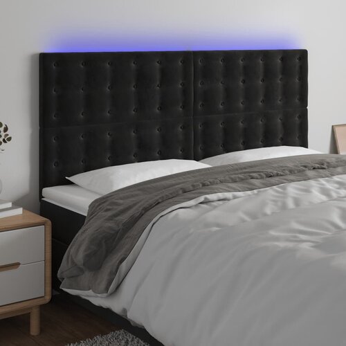 The Living Store led posteljno vzglavje črno 180x5x118/128 cm žamet - led vzglavje, (21495314) Cene