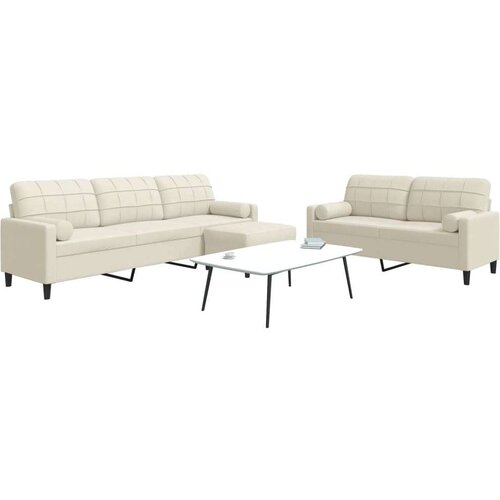  3-dijelni set sofa s jastucima krem baršunasti Cene
