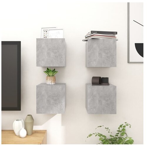  Stenske TV omarice 4 kosi betonsko sive 30,5x30x30 cm Cene