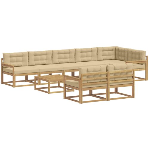  Set vanjskih sofa 9 kom. Bijela i bež Poliester Slike