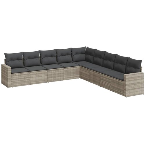  9-dijelni set vrtnih sofa od poliratana s jastucima svjetlosivi Slike