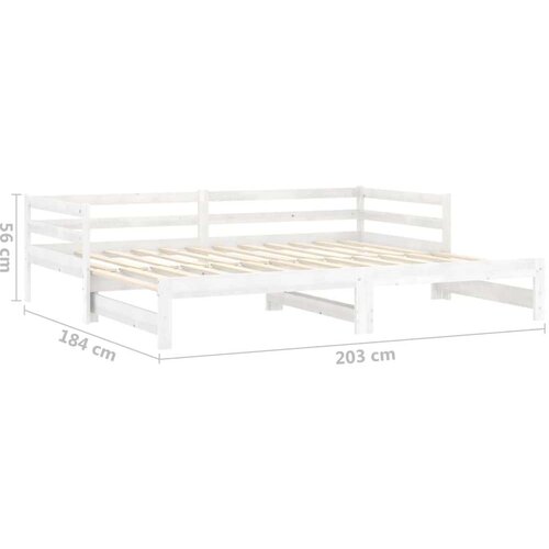 VidaXL Dnevni ležaj na izvlačenje 2 x (90 x 200) cm bijeli od borovine Slike