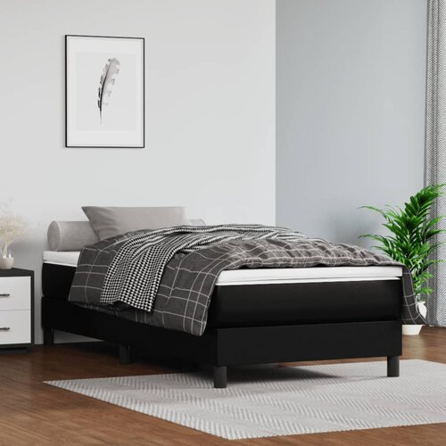 VidaXL Madrac s džepičastim oprugama crni 100x200x20 cm umjetne kože Slike