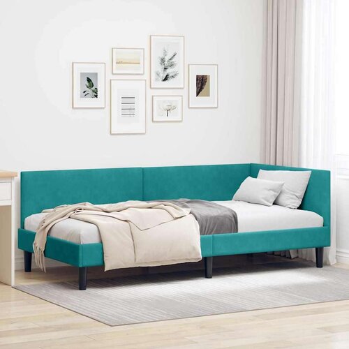 VidaXL Kutni okvir kreveta Ostalo s uzglavljem Tirkizna 90 x 200 cm Slike