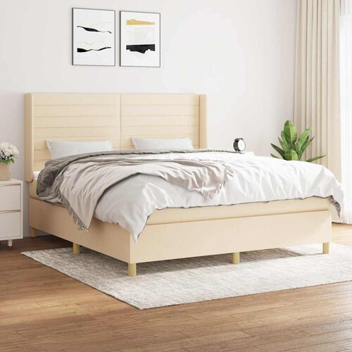  Krevet s oprugama i madracem krem 160x200 cm od tkanine Cijene