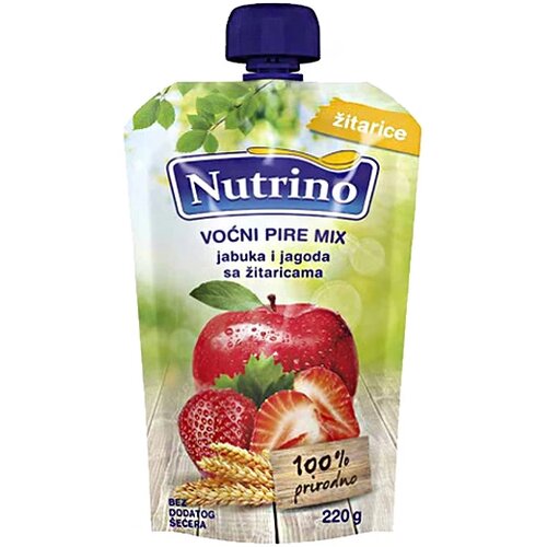 Nutrino voćni pire mix jabuka i jagoda sa žitaricama 220g Cene