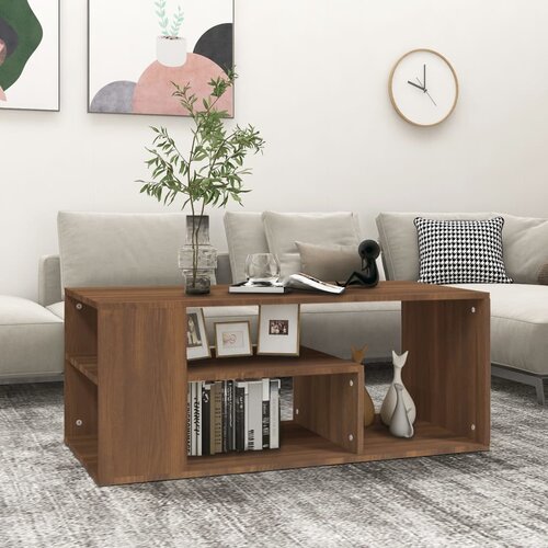VidaXL Klubska mizica rjavi hrast 100x50x40 cm konstruiran les Slike