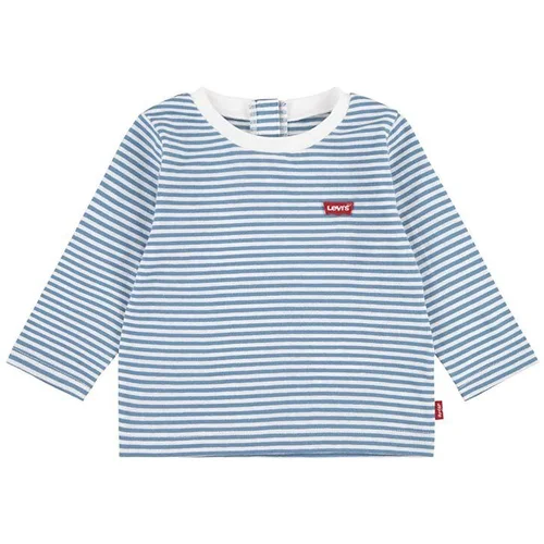 Levi's Otroška bombažna majica z dolgimi rokavi LVB STRIPE BATWING LONG SLEEVE zelena barva