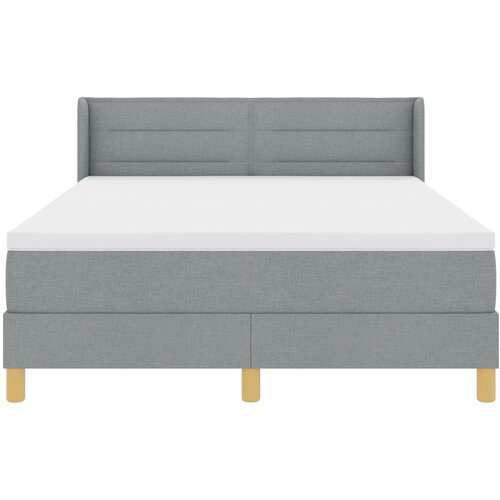 VidaXL Krevet s oprugom s madracem Svjetlosiva 160x200 cm Tkanina, Uzglavlje dizajn linija Svjetlosiva 160 cm Tkanina Slike