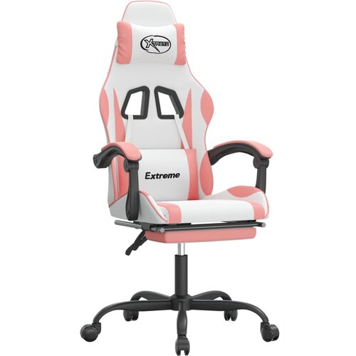 vidaXL Gaming stol z oporo za noge belo in roza umetno usnje, (21377961) Cene