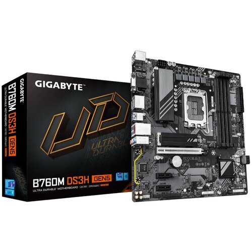 Gigabyte MB B760M DS3H GEN5 LGA1700; 4xDDR5; 2xM.2,4xSATA 12xUSB; D-Sub, HDMI, 2xDP; mATX Slike