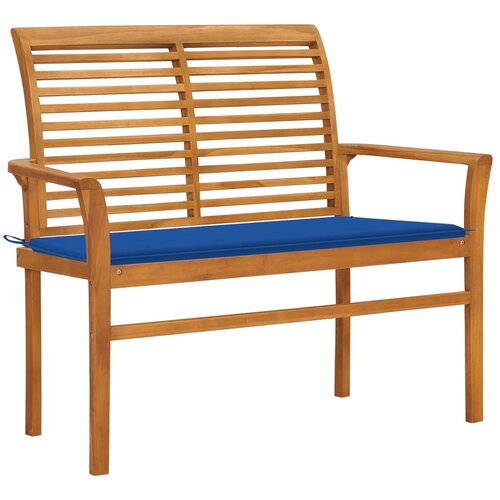 The Living Store Vrtna klop s kraljevsko modro blazino 112 cm trdna tikovina - Vrtna Klop, (21479217) Slike