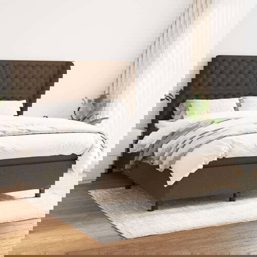  Box spring postelja z vzmetnico temno rjav 140x190 cm blago, (20901843) Slike