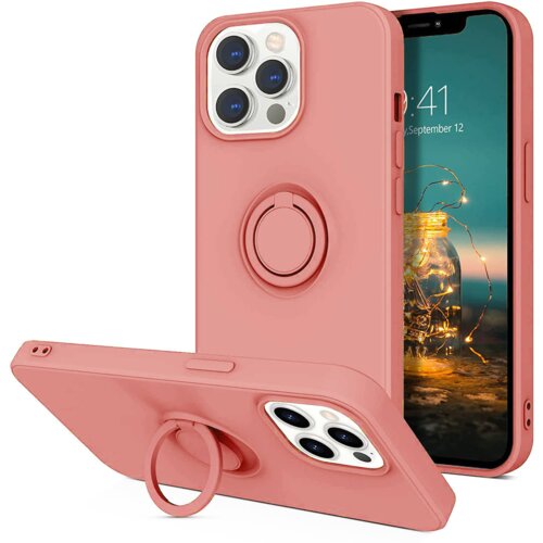Onasi Silikonski ovitek Liquid Ring za iPhone 13 Pro Max - roza, (21117001) Slike